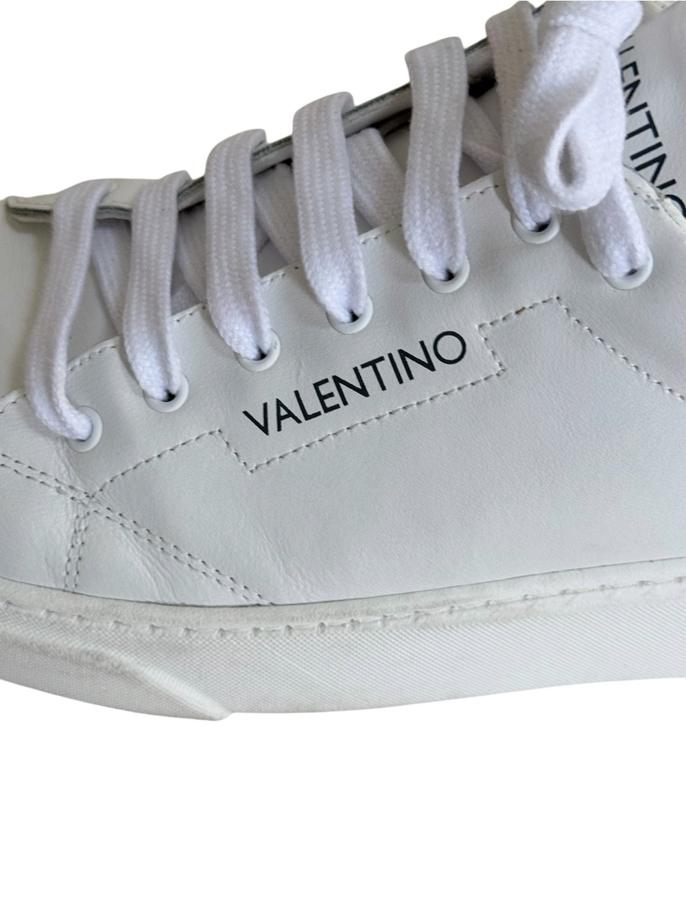 Valentino Garavani Men’s White Leather Low-Top Sneakers with Black Heel Sz 11 44 - Picture 10 of 15